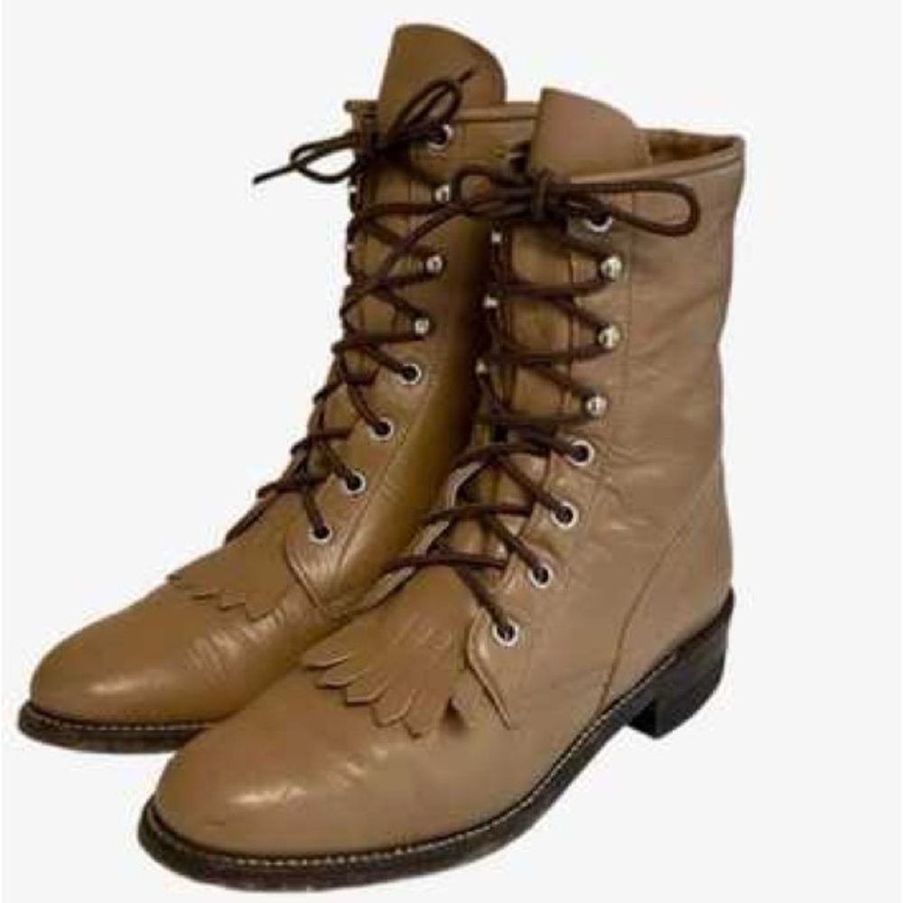Vintage Justin Lace-up Leather Boots Size 6